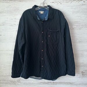 CARBON 2 COBALT Denim Accent Quilted Double Layer Shirt Jacket Shacket Black XL